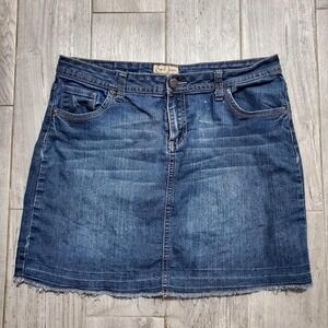 Earl‎ Jean Blue Denim Women's Mini Skirt Size 12 Distressed